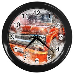 Car Old Car Art Abstract Wall Clocks (black) by Celenk