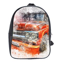 Car Old Car Art Abstract School Bag (large)