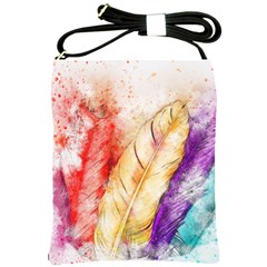 Feathers Bird Animal Art Abstract Shoulder Sling Bags by Celenk