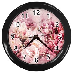 Flowers Bouquet Art Abstract Wall Clocks (black) by Celenk