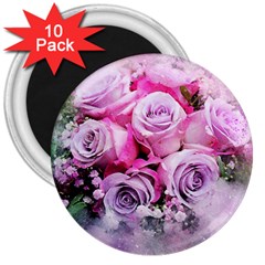 Flowers Roses Bouquet Art Abstract 3  Magnets (10 Pack)  by Celenk