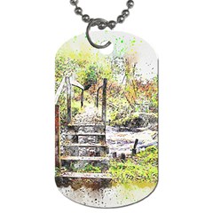 River Bridge Art Abstract Nature Dog Tag (two Sides) by Celenk