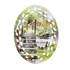 River Bridge Art Abstract Nature Ornament (oval Filigree) by Celenk