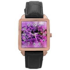 Flowers Spring Art Abstract Nature Rose Gold Leather Watch  by Celenk