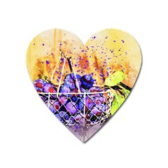 Fruit Plums Art Abstract Nature Heart Magnet by Celenk