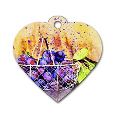 Fruit Plums Art Abstract Nature Dog Tag Heart (one Side) by Celenk