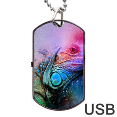 Lizard Reptile Art Abstract Animal Dog Tag Usb Flash (one Side) by Celenk