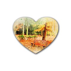 Tree Park Bench Art Abstract Heart Coaster (4 Pack)  by Celenk