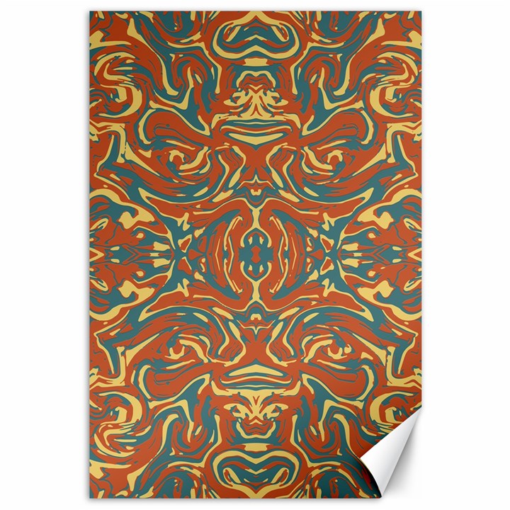 Multicolored Abstract Ornate Pattern Canvas 12  x 18  