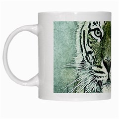 Tiger Cat Art Abstract Vintage White Mugs by Celenk