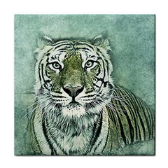 Tiger Cat Art Abstract Vintage Face Towel by Celenk