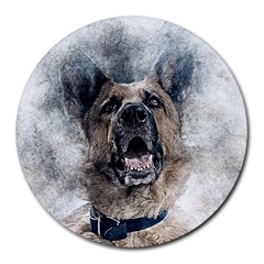 Dog Pet Art Abstract Vintage Round Mousepads