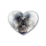 Dog Pet Art Abstract Vintage Rubber Coaster (Heart)  Front