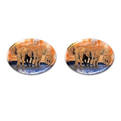 Elephants Animal Art Abstract Cufflinks (oval) by Celenk