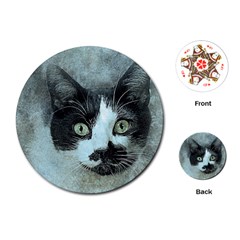 Cat Pet Art Abstract Vintage Playing Cards (round)  by Celenk