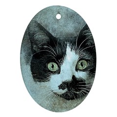 Cat Pet Art Abstract Vintage Oval Ornament (two Sides) by Celenk