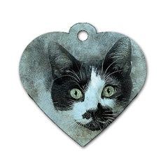 Cat Pet Art Abstract Vintage Dog Tag Heart (one Side) by Celenk