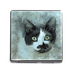 Cat Pet Art Abstract Vintage Memory Card Reader (square) by Celenk