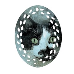 Cat Pet Art Abstract Vintage Oval Filigree Ornament (two Sides) by Celenk
