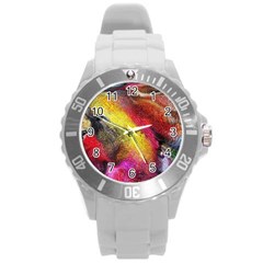 Background Art Abstract Watercolor Round Plastic Sport Watch (l) by Celenk