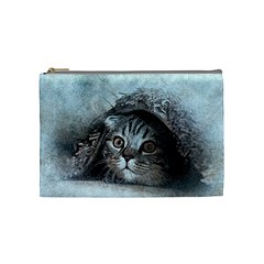 Cat Pet Art Abstract Vintage Cosmetic Bag (medium)  by Celenk