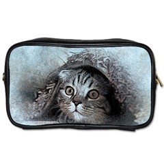 Cat Pet Art Abstract Vintage Toiletries Bags by Celenk