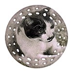 Cat Pet Art Abstract Vintage Round Filigree Ornament (Two Sides) Front