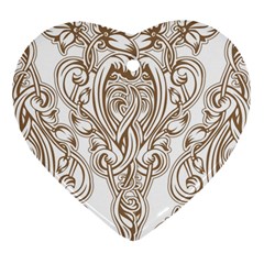 Beautiful Gold Floral Pattern Heart Ornament (two Sides) by NouveauDesign