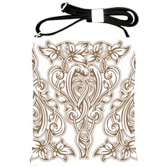 Beautiful Gold Floral Pattern Shoulder Sling Bags by NouveauDesign