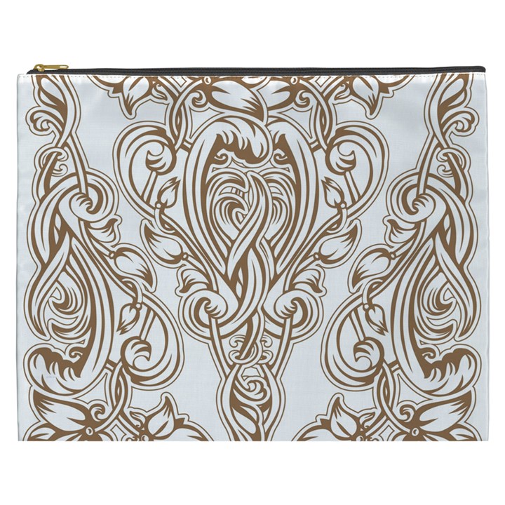 beautiful gold floral pattern Cosmetic Bag (XXXL) 