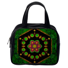 Magic Of Life A Orchid Mandala So Bright Classic Handbags (one Side) by pepitasart