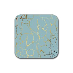 Mint,gold,marble,pattern Rubber Coaster (square)  by NouveauDesign