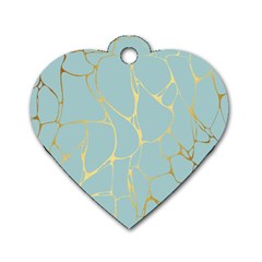 Mint,gold,marble,pattern Dog Tag Heart (two Sides) by NouveauDesign