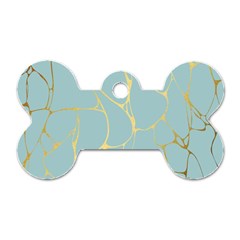 Mint,gold,marble,pattern Dog Tag Bone (two Sides) by NouveauDesign