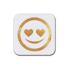 Gold Smiley Face Rubber Coaster (square)  by NouveauDesign