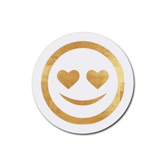 Gold Smiley Face Rubber Coaster (round) 