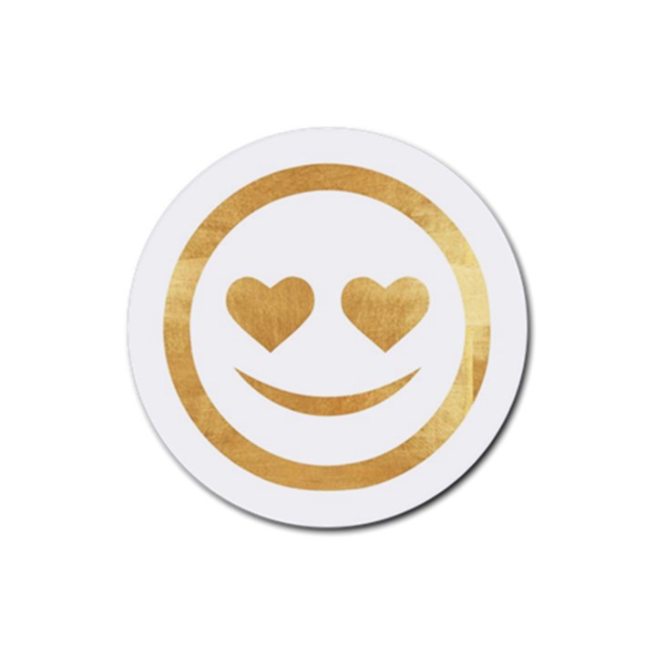 gold smiley face Rubber Coaster (Round) 