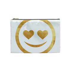 Gold Smiley Face Cosmetic Bag (medium)  by NouveauDesign