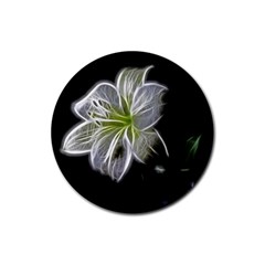 White Lily Flower Nature Beauty Rubber Coaster (round)  by Celenk