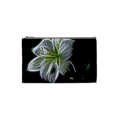 White Lily Flower Nature Beauty Cosmetic Bag (small)  by Celenk