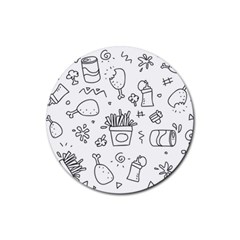 Set Chalk Out Scribble Collection Rubber Round Coaster (4 Pack)  by Celenk