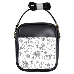 Set Chalk Out Scribble Collection Girls Sling Bags by Celenk
