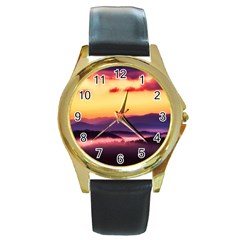 Great Smoky Mountains National Park Round Gold Metal Watch by Celenk