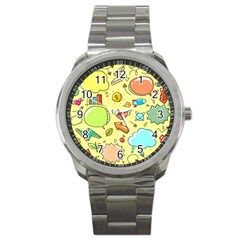 Cute Sketch Child Graphic Funny Sport Metal Watch by Celenk