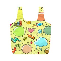 Cute Sketch Child Graphic Funny Full Print Recycle Bags (m)  by Celenk