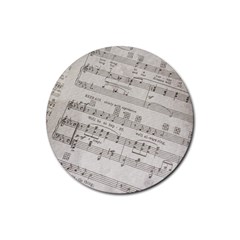 Sheet Music Paper Notes Antique Rubber Round Coaster (4 Pack)  by Celenk