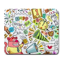 Doodle New Year Party Celebration Large Mousepads by Celenk