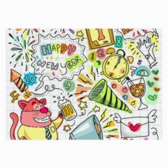Doodle New Year Party Celebration Large Glasses Cloth by Celenk