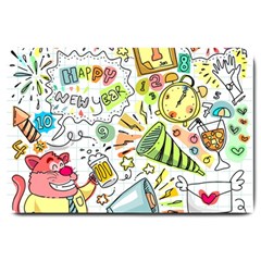Doodle New Year Party Celebration Large Doormat 