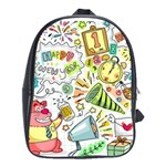 Doodle New Year Party Celebration School Bag (Large) Front